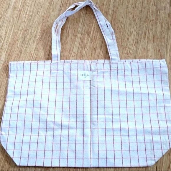 Sezane Carreaux Framboise Totebag - Picture 3 of 4